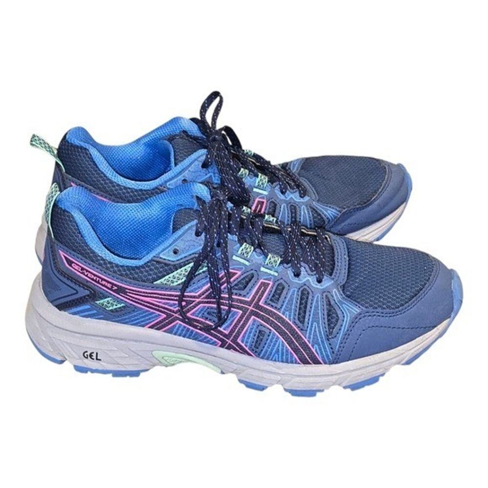 ASICS GEL-Venture 7 Womens Blue Pink Running Shoes Athletic Sneakers Size 9
